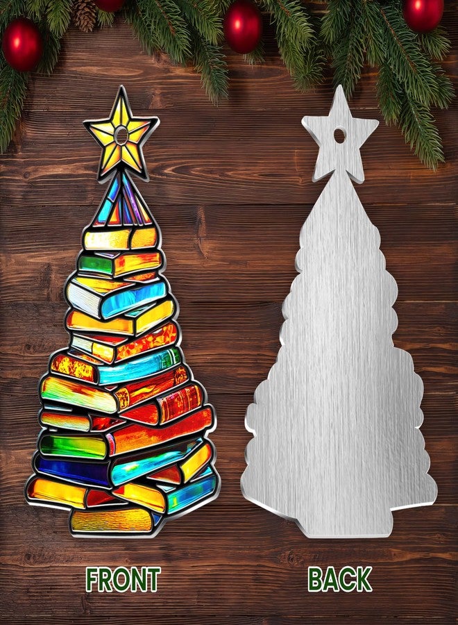 FLAGWIX Christmas Book Lovers Gifts for Women Men - Metal Christmas Ornaments 2025 for Tree Decorations - Reading Nerd Librarian Bookish Gifts for Book Lovers, Bookworm Gift for Friend Family - Image 5